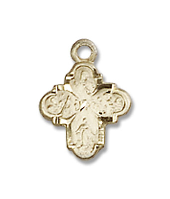 Four Way Medal for Infant - 14K Solid Gold