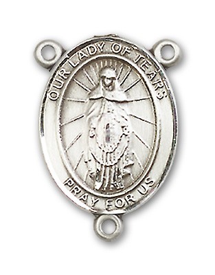 Our Lady of Tears Rosary Centerpiece Sterling Silver or Pewter - Sterling Silver