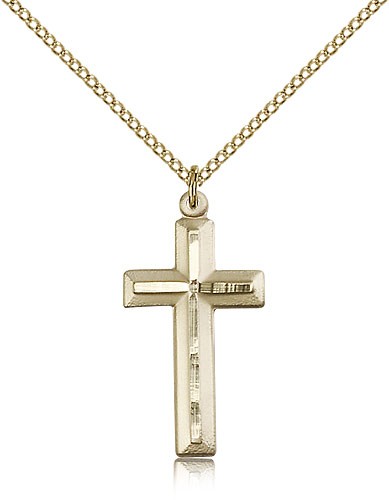 Matte Satin Finish Cross Women's Cross Necklace - 14KT Gold Filled