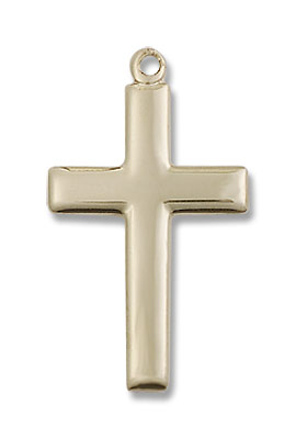 Women's Blockline Cross Medal - 14K Solid Gold