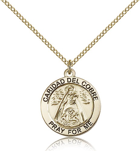 Round Caridad Del Cobre Pendant - 14KT Gold Filled