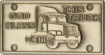 God Bless This Truck Visor Clip - Antique Gold