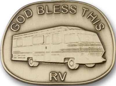 God Bless This RV Visor Clip - Antique Gold
