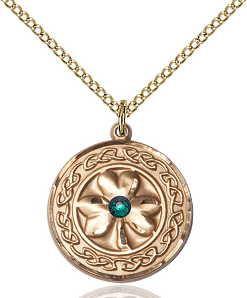 Shamrock Pendant with Birthstone Options - 14KT Gold Filled