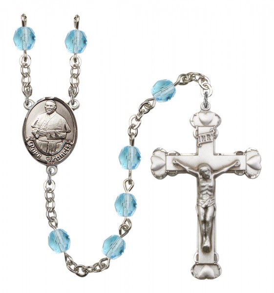 Women's Pope Francis Birthstone Rosary - Aqua