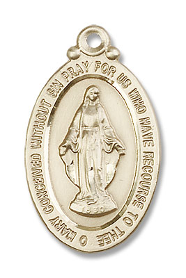 Men's Smaller Miraculous Medal Necklace - 14K Solid Gold