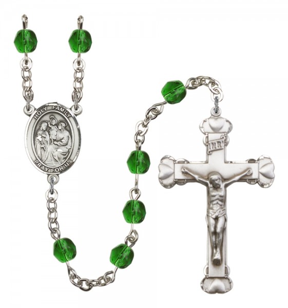Women's Holy Family Birthstone Rosary - Emerald Green