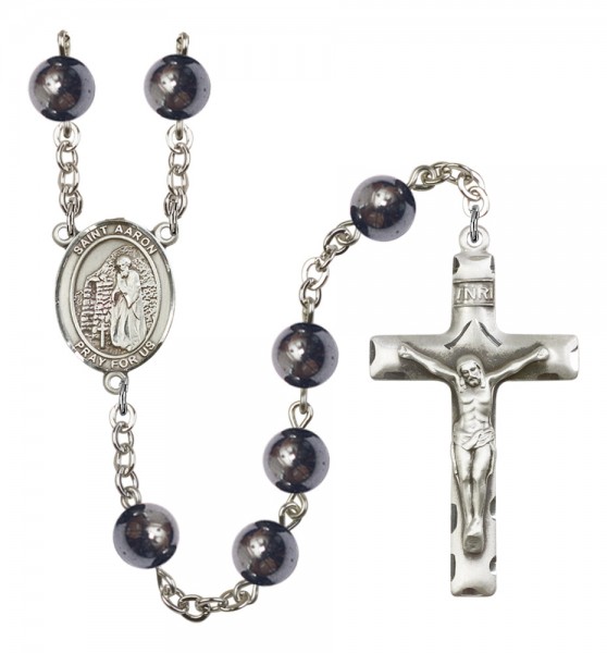 Men's St. Aaron Silver Plated Rosary - Silver