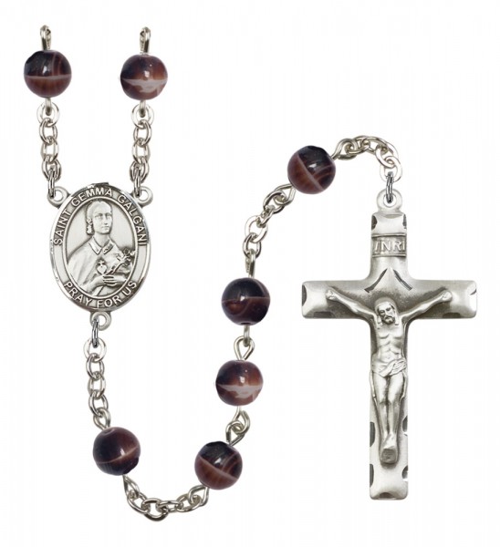 Men's St. Gemma Galgani Silver Plated Rosary - Brown