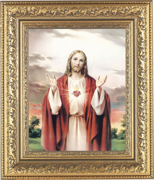 Sacred Heart of Jesus 8x10 Framed Print Under Glass - #115 Frame