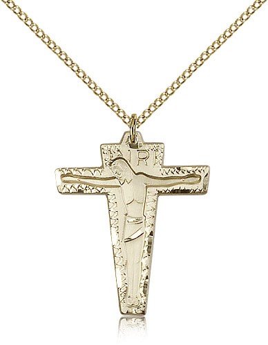 Primative Crucifix Pendant - 14KT Gold Filled