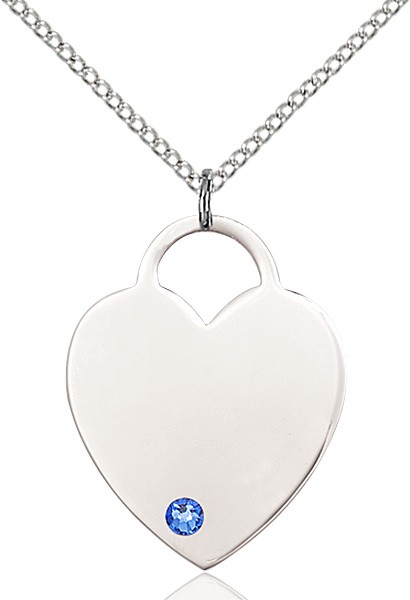 Large Women's Heart Pendant with Birthstone Options - Sapphire