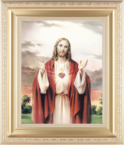 Sacred Heart of Jesus 8x10 Framed Print Under Glass - #138 Frame