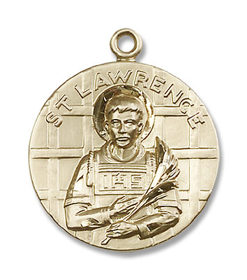 Round St. Lawrence of Rome Medal - 14K Solid Gold