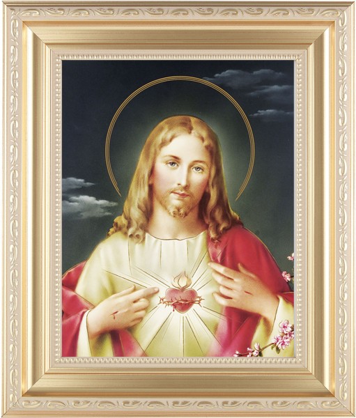 Sacred Heart of Jesus 8x10 Framed Print Under Glass - #138 Frame