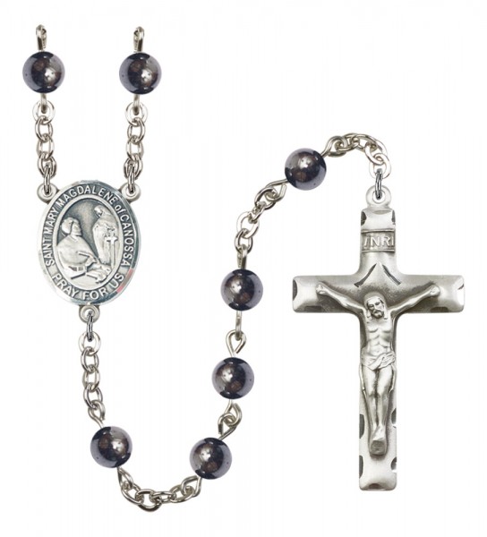 Men's St. Mary Magdalene of Canossa Silver Plated Rosary - Gray