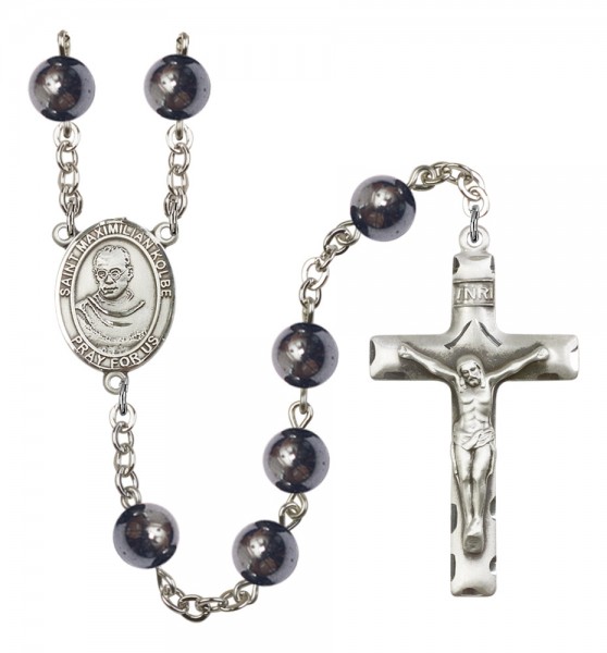 Men's St. Maximilian Kolbe Silver Plated Rosary - Silver
