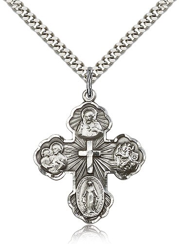 5-Way Pendant with Scalloped Edges - Sterling Silver