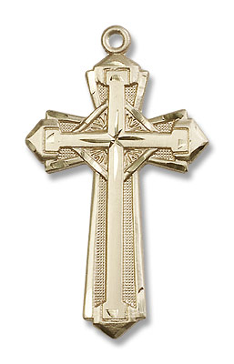Cross on Cross Pendant - 14K Solid Gold