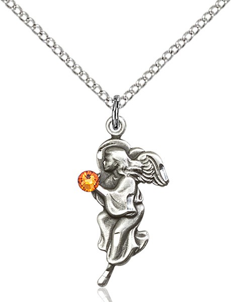 Angel Pendant with Birthstone Options - Topaz