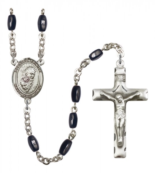 Men's Blessed Trinity Silver Plated Rosary - Black | Silver