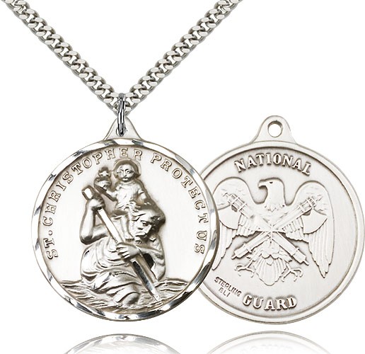 St. Christopher National Guard Medal - Sterling Silver