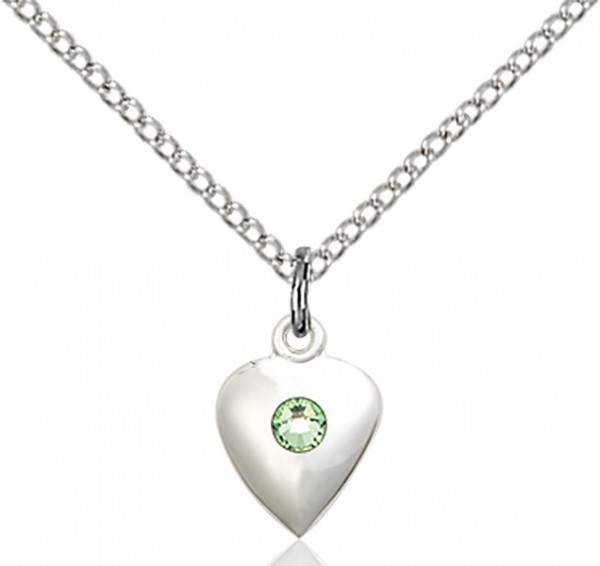 Baby Heart Pendant with Birthstone Options - Peridot