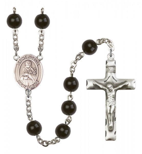 Men's St. Fidelis Silver Plated Rosary - Black