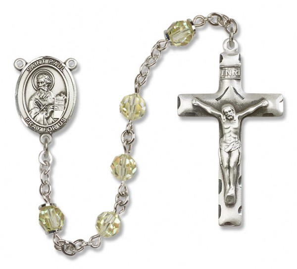 St. Paul the Apostle Sterling Silver Heirloom Rosary Squared Crucifix - Zircon