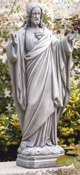 Sacred Heart of Jesus Statue 25 Inch - Old Stone Finish