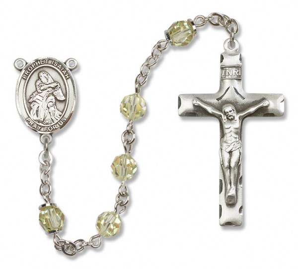St. Isaiah Sterling Silver Heirloom Rosary Squared Crucifix - Zircon