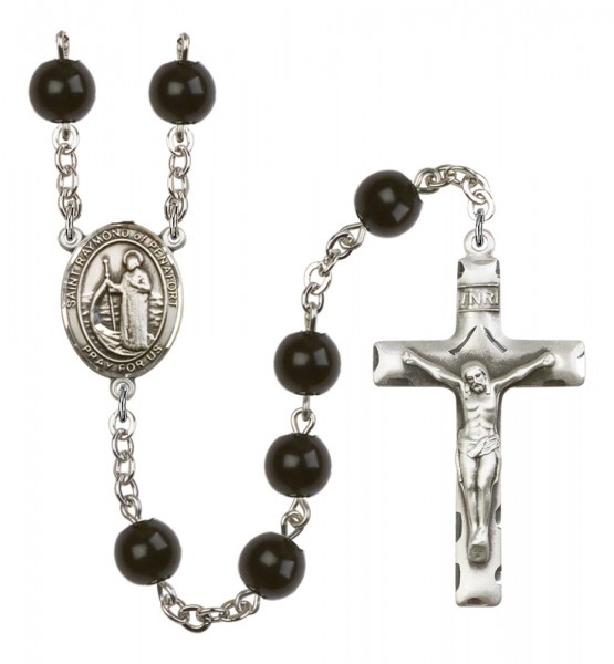 Men's St. Raymond of Penafort Silver Plated Rosary - Black