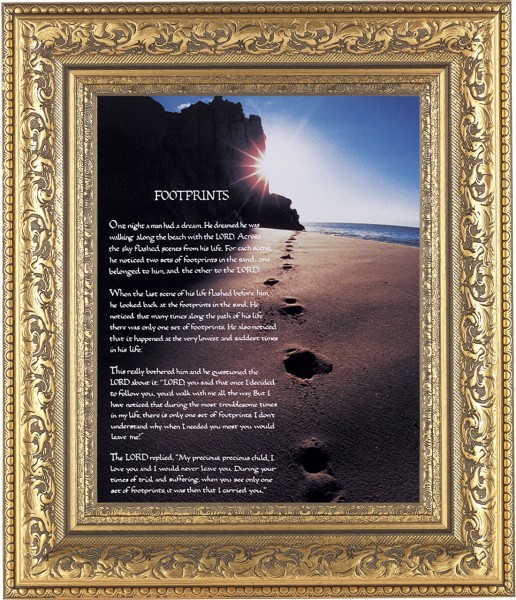 Footprints Prayer 8x10 Framed Print Under Glass - #115 Frame