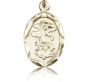 Oval St. Michael Medal - 14K Solid Gold