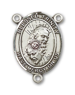 Blessed Trinity Rosary Centerpiece Sterling Silver or Pewter - Sterling Silver
