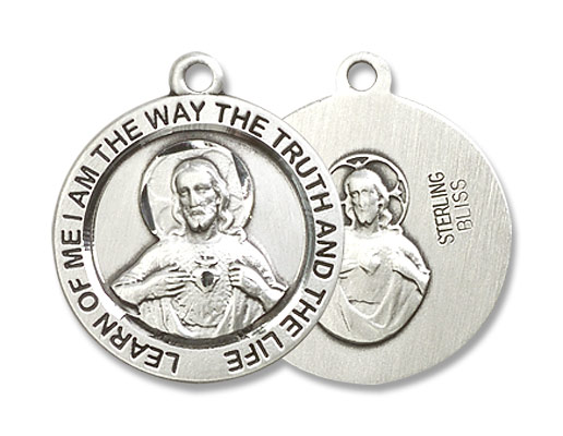 Satin Finish Women's Scapular Necklace - Sterling Silver