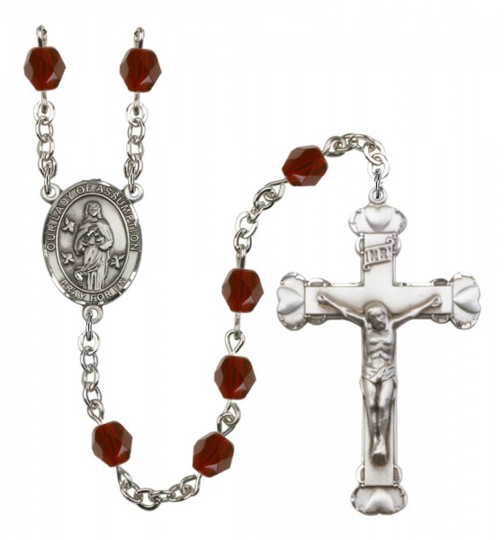 Women's Our Lady of Assumption Birthstone Rosary - Garnet