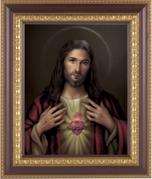 Sacred Heart of Jesus 8x10 Framed Print Under Glass - #126 Frame