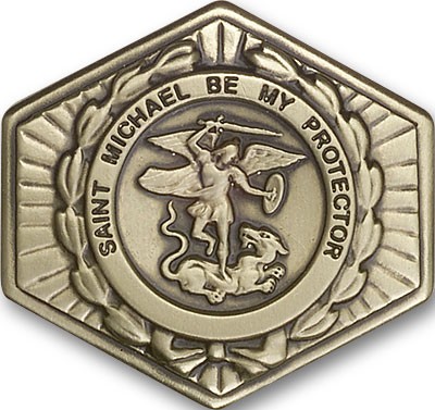 St. Michael the Archangel Visor Clip - Antique Gold