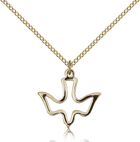 High Polish Cut Out Holy Spirit Medal - 14KT Gold Filled