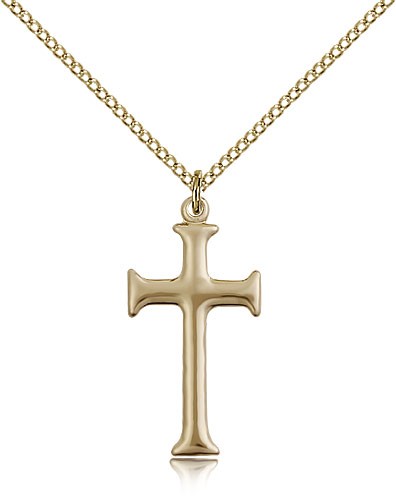 Women's Shiny Sleek Cross Pendant - 14KT Gold Filled