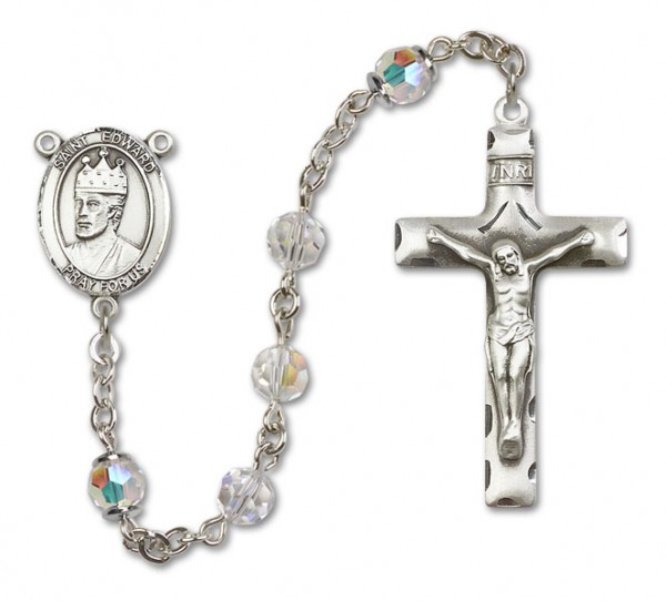 St. Edward the Confessor Sterling Silver Heirloom Rosary Squared Crucifix - Crystal