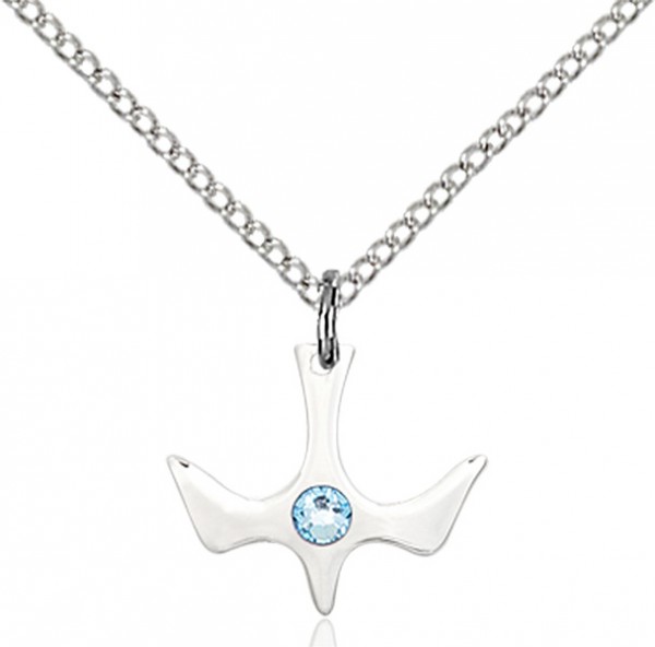 Holy Spirit Pendant with Birthstone Options - Aqua
