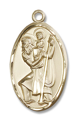 Large Saint Christopher Medal - 14K Solid Gold
