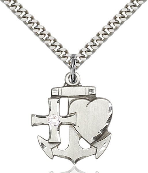 Faith Hope and Charity Pendant with Birthstone Option - Crystal