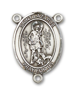 St. Lazarus Rosary Centerpiece Sterling Silver or Pewter - Sterling Silver