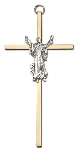 Risen Christ Wall Crucifix  6&quot; - Two-Tone Gold