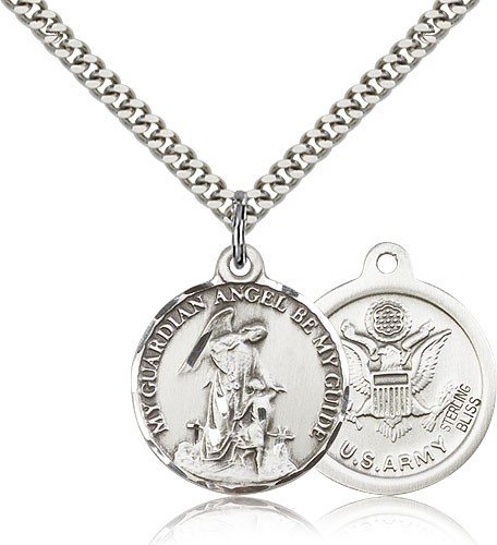 Guardian Angel Army Medal - Sterling Silver