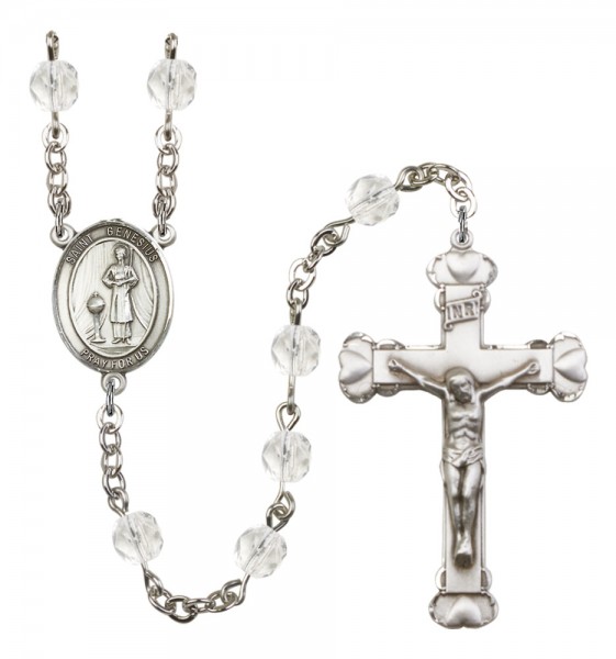 Women's St. Genesius of Rome Birthstone Rosary - Crystal