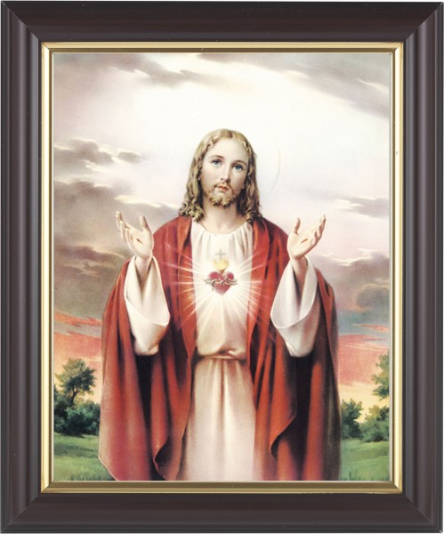Sacred Heart of Jesus 8x10 Framed Print Under Glass - #133 Frame